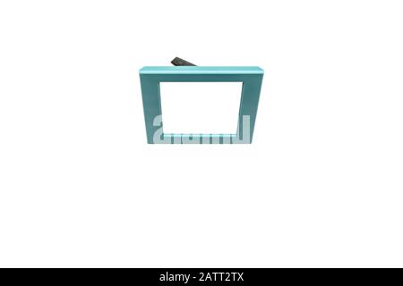 Blue frame on white background. Empty blue frame. Stock Photo