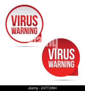 Virus Warning sign label red Stock Vector