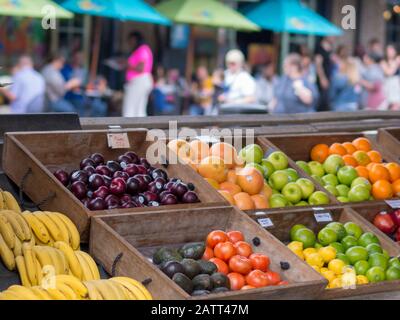 Fruit Stand in French Market in French Quarter of New Orleans, Louisiana Stock Photo