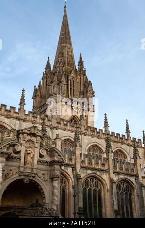 Oxford, England, UK. February 2nd, 2020 The University Church of St Mary the Virgin is an Oxford church situated on the north side of the High Street. Stock Photo