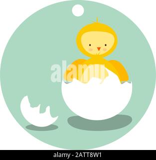 Vector of a Easter chicken in a circle Stock Vector