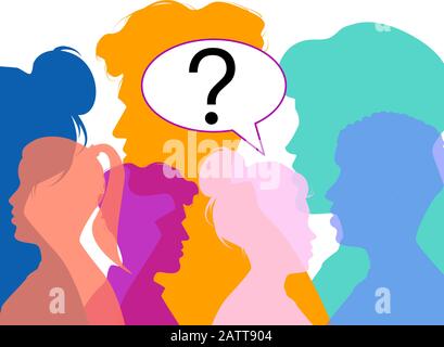 Vector of a group of people with question mark in a speech bubble Stock Vector