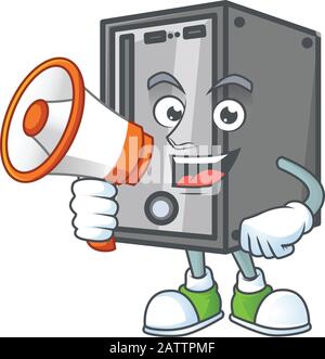 With megaphone square character cartoon style vector illustration Stock ...