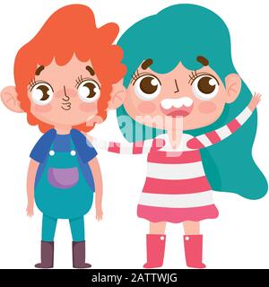 Cute Little Boy And Girl Expression Facial Gesture Cartoon Vector Illustration Stock Vector Image Art Alamy