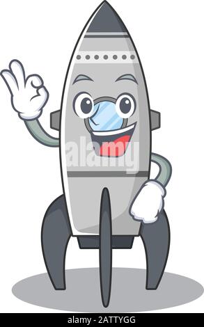 A funny picture of rocket making an Okay gesture Stock Vector