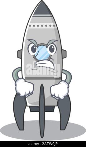 rocket cartoon character style having angry face Stock Vector