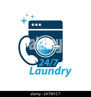 Washing machine icon in flat style isolated on black background. Domestic equipment logo silhouette. Abstract sign symbol pictogram. Vector illustrati Stock Vector