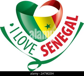 National flag of the Senegal in the shape of a heart and the inscription I  love Senegal. Vector illustration Stock Vector Image & Art - Alamy