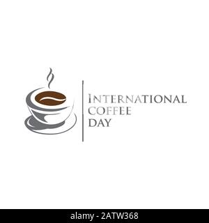 International Coffee Day. 1 October. Food event concept. Lettering handmade with the name of the event inscribed in the cup. Stock Vector