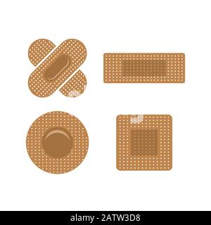 Elastic medical plasters. Adhesive bandage, called a sticking plaster collection Stock Vector