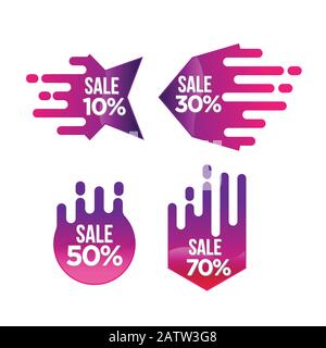 Offers promo label, retail promotion poster or shopping banner coupon. Isolated vector icons set Stock Vector