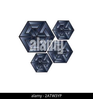 Abstract Hexagonal Gem Logo. Vector Illustration. Isolated icon. Stock Vector