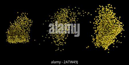 Splash of green mung beans isolated on the black background. Stock Photo