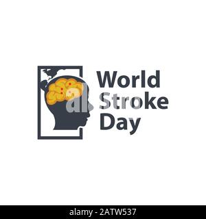 Vector concept for banners or posters in flat style. Human brain and text template. Stock Vector