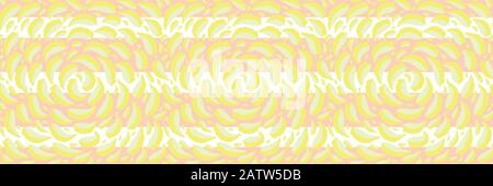 Yellow and white leaves striped border. Swirling hand drawn foliage textural repeat design. Seamles vector geometric pattern. For wellbeing, organic Stock Vector