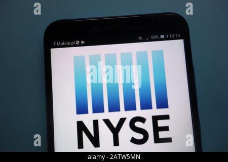 New York Stock Exchange logo on smartphone Stock Photo