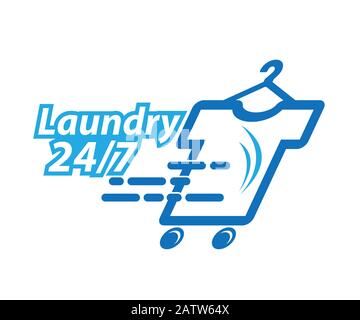 Simple illustration of wash machine laundry room vector logo for web design isolated on white background Stock Vector