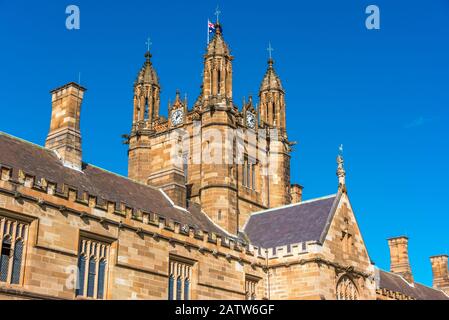 Sydney, Australia - April 25, 2016: Top of The Quadrangle building in University Of Sydney Stock Photo
