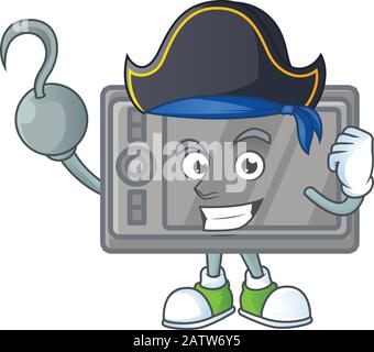 Calm one hand Pirate wacom mascot design wearing hat Stock Vector