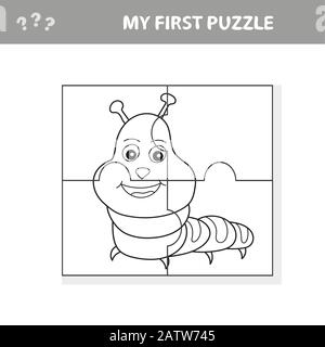 Use puzzle and restore the picture. Paper game for kids. The easy level. My first puzzle and coloring book Stock Vector