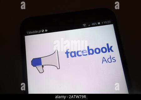 Facebook Ads logo on smartphone Stock Photo