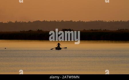 Fisherman on the Limpopo estuary, Mozambique Stock Photo