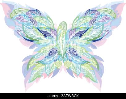 Vector boho style shape made of feathers Stock Vector