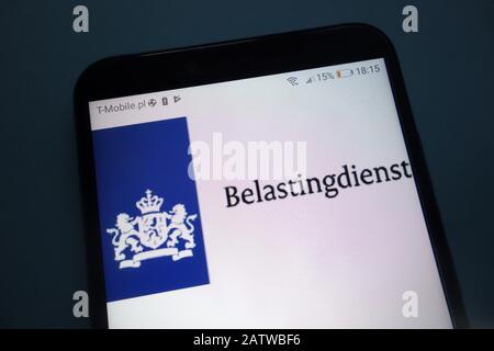 Dutch Tax and Customs Administration (Belastingdienst) logo on smartphone Stock Photo