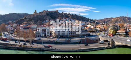 Tbilisi, Georgia 26 January 2020 - Panoramic view of tbilisi. Stock Photo