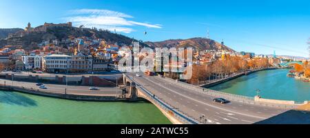 Tbilisi, Georgia 26 January 2020 - Panoramic view of tbilisi. Stock Photo