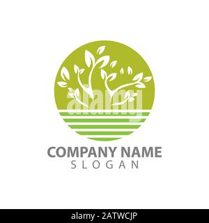 landscape logo for lawn or gardening business, organization or website Stock Vector