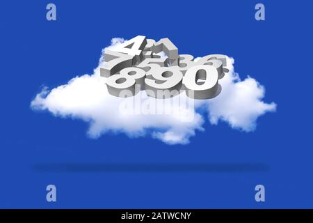 numbers on a cloud, 3d illustration Stock Photo