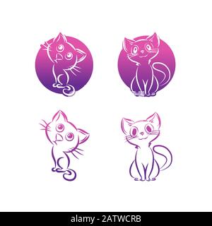 One line cat design silhouette.hand drawn minimalism style vector illustration Stock Vector