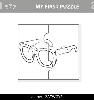 Glasses. Education paper game for preshool children. Vector