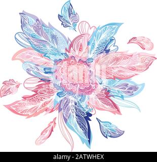 Vector boho style shape made of feathers Stock Vector
