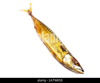 smoked mackerel isolated on white background Stock Photo