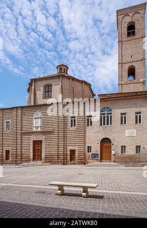 Italy Marche Jesi - Piazza Federico II° - Church of St Floriano 18th century - now seat of the Valeria Moriconi studio theater, dedicated to the actress jesina Stock Photo