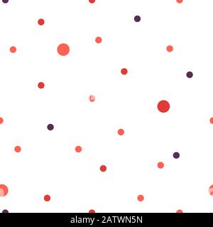 Abstract polka dot seamless pattern background. Colourful positive endless texture with red and dark bubbles isolated on white. Fabric print for Stock Vector