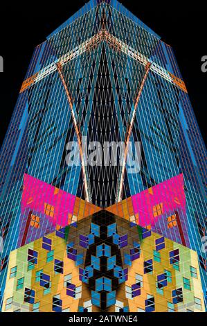 Abstract digital geometric composite of commercial building in Manhattan's financial district in New York City, USA. Stock Photo