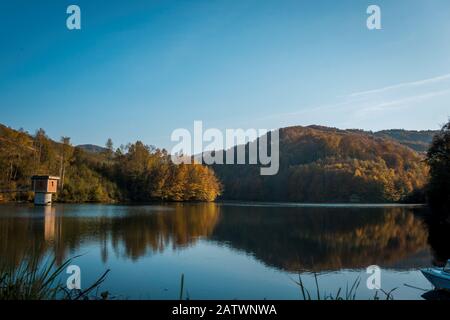Man made lake in Serbia Stock Photo