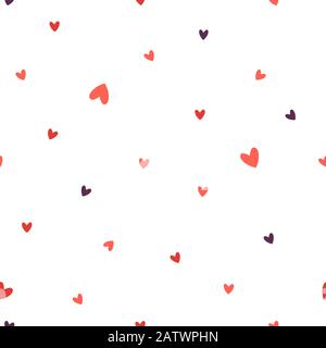Abstract polka dot seamless pattern background. Colourful positive endless texture with red hearts isolated on white. Fabric print for children. Baby Stock Vector