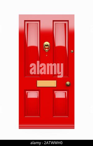 Font door in British Georgian style with a brass knocker and letterbox Stock Photo