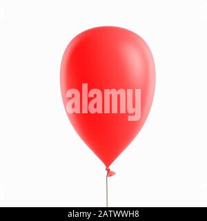 Red Balloon inflated on a white background Stock Photo