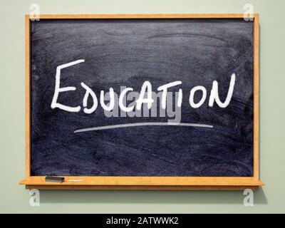 School blackboard with 'Education' written on it Stock Photo