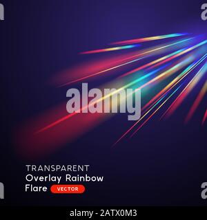 An optical rainbow light leak lens flare vector effect. Stock Vector