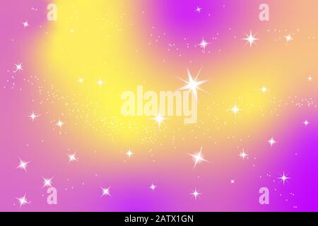 Abstract starry background with pink and yellow gradient. Stock Vector