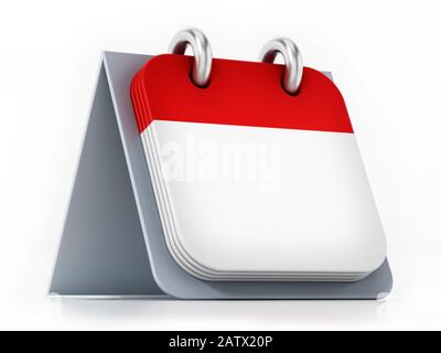 Blank calendar isolated on white background. 3D illustration. Stock Photo