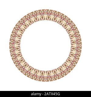 Colorful geometrical mosaic circle border - round circular polygonal vector design element from colored triangles Stock Vector