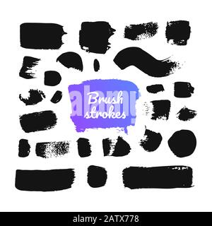 Black brush strokes - set of isolated design elements Stock Vector