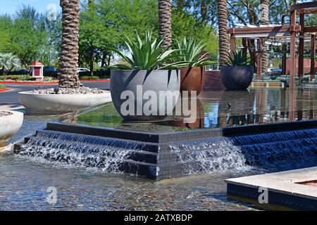 Las Vegas NV, USA 09-27-18 These are the beautiful gardens and water fountains of the Red Rock Casino Resort & Spa Las Vegas Stock Photo